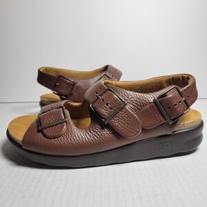 SAS Bravo Heel Strap Sandals Mens Size 6 Wide Brown Tripad Comfort Leather